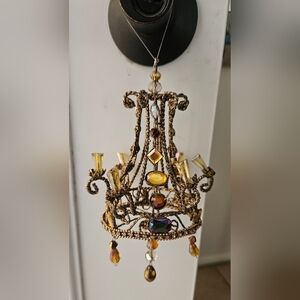 Elegant Gold and Amber Chandelier Ornament